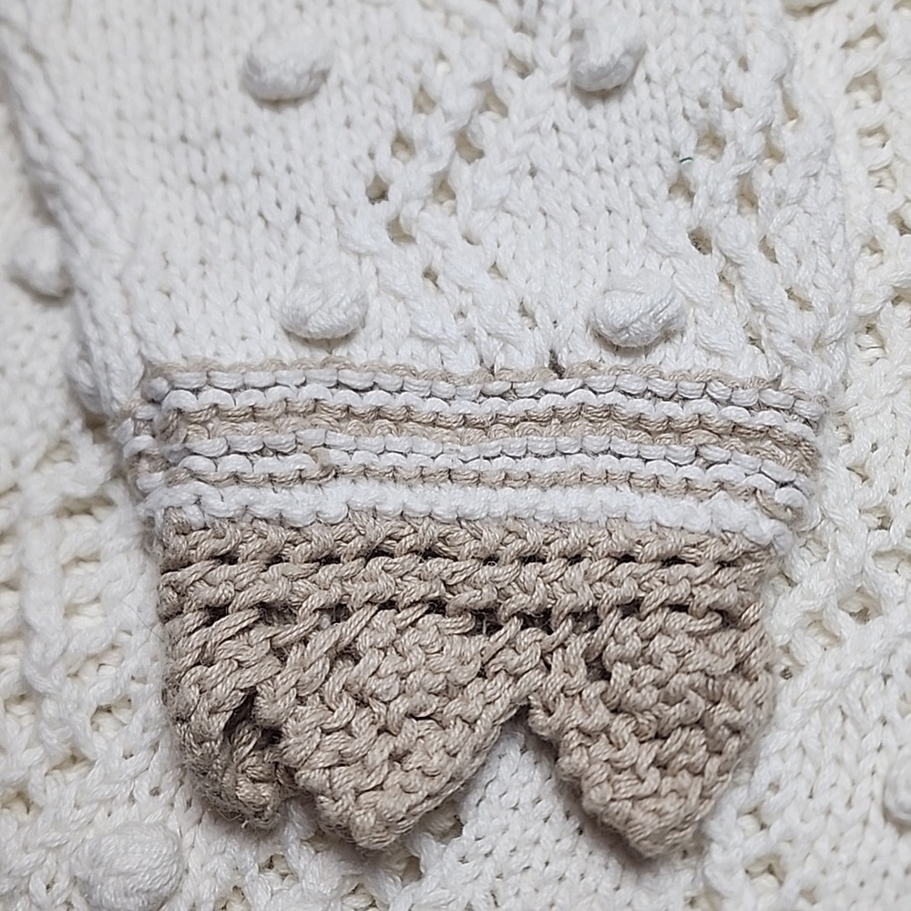 Express Tricot Hand Knitted Chunky Ramie/Cotton Blend V-Neck Sweater Vintage 90s - Picture 5 of 10